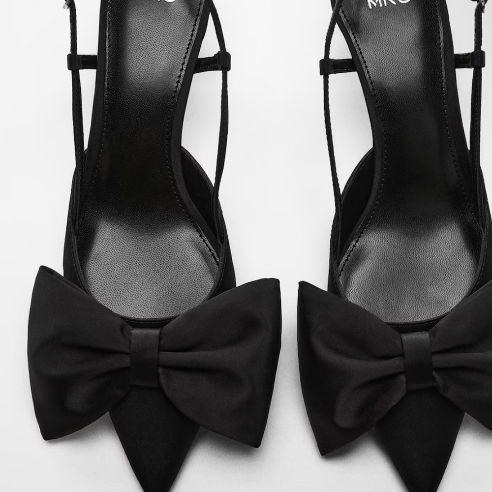 Mango Black Heels with Bow Detail